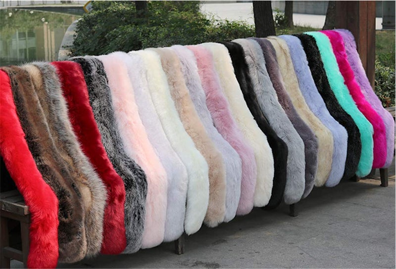 LDFWAY Long Men Women Faux Fur Collar Winter Warm Wrap Stole Scarf Shawl Shrug (White) - Image 5